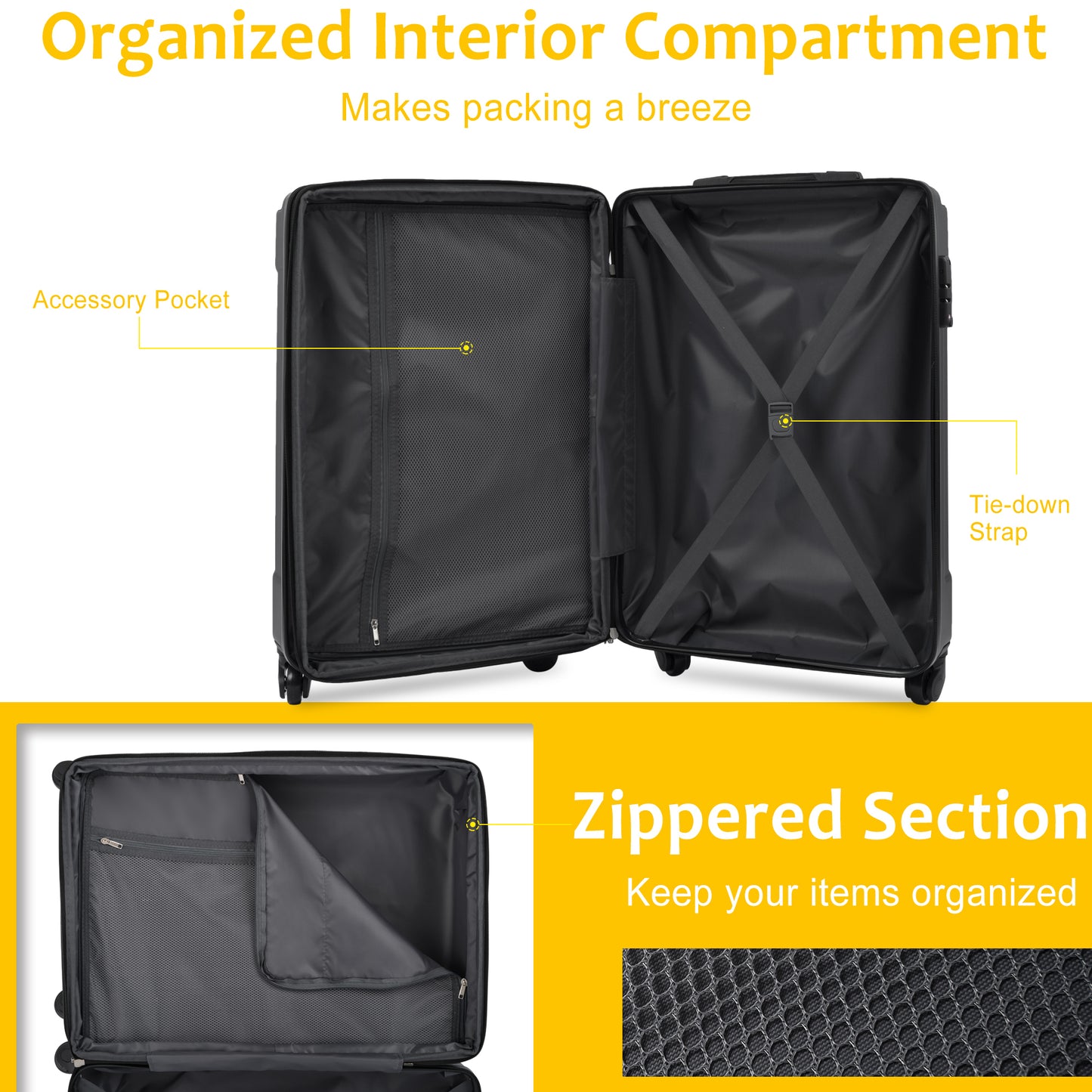 Hardshell Luggage Spinner Suitcase with TSA Lock Lightweight Expandable 28'' (Single Luggage)