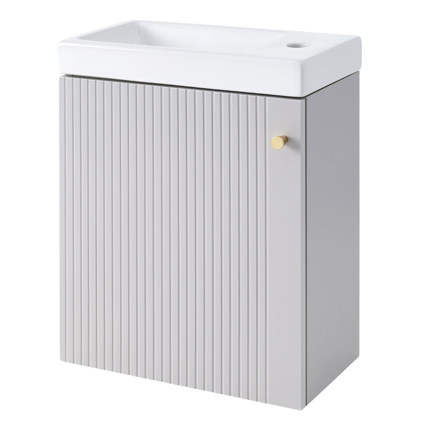 Contemporary 16" Wall-Mounted Bathroom Vanity Combo Cabinet with Ceramic Basin - Ideal for Small Bathrooms