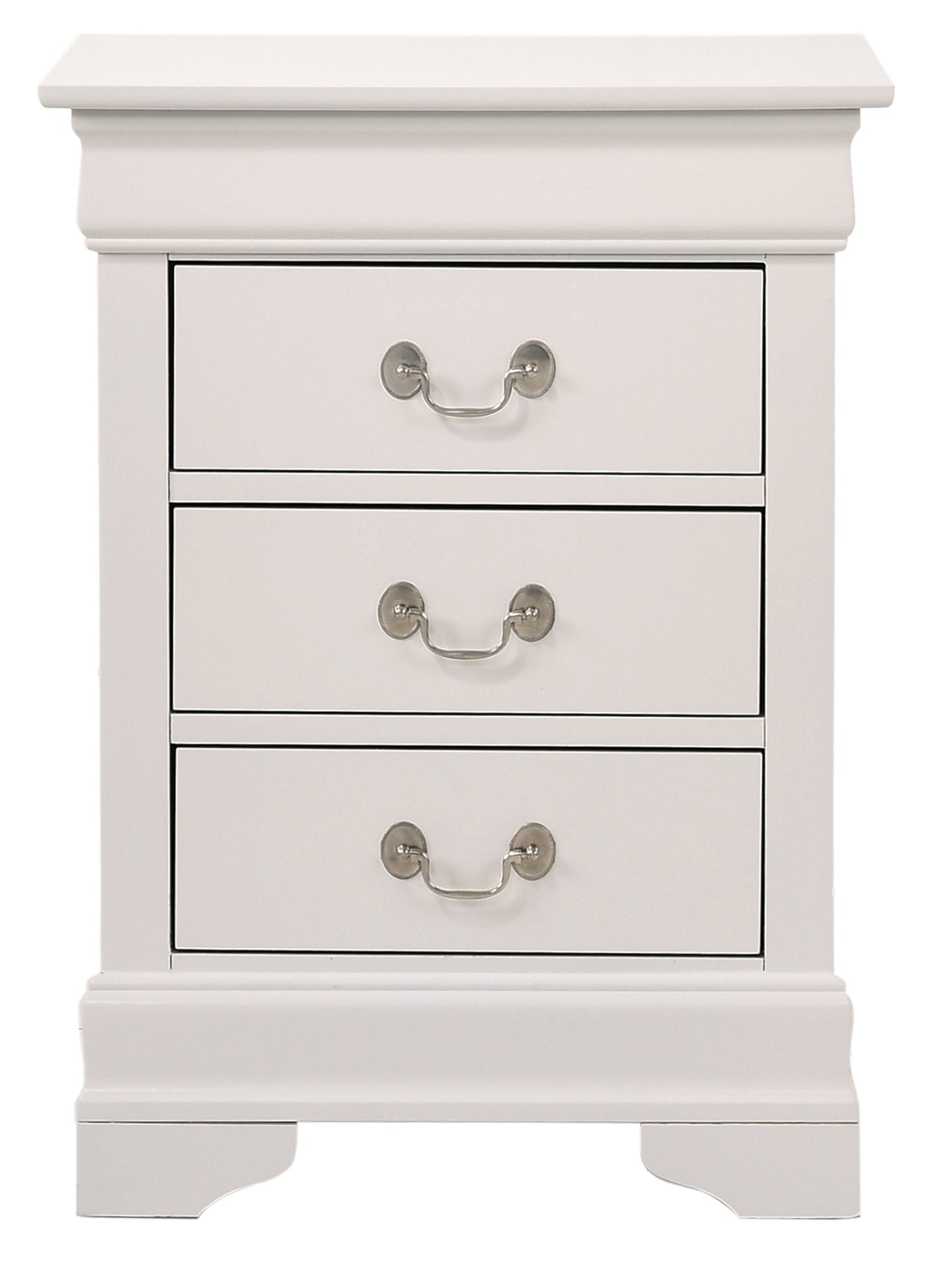 Louis Phillipe G3190-3N 3 Drawer Nightstand , White