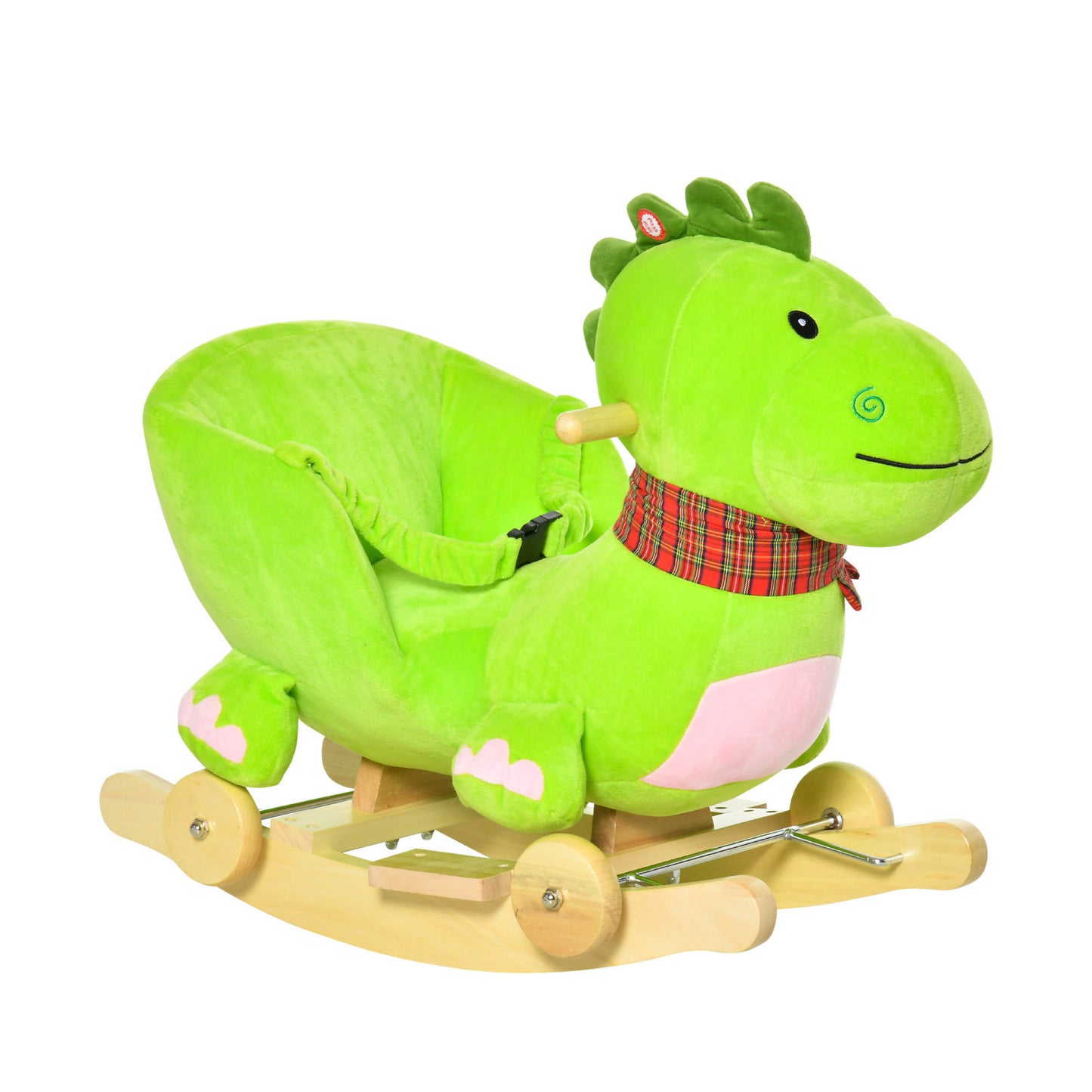 Baby Rocking horse Kids Interactive 2-in-1 Plush Ride-On Toys Stroller Rocking Dinosaur with Wheels and Nursery Song