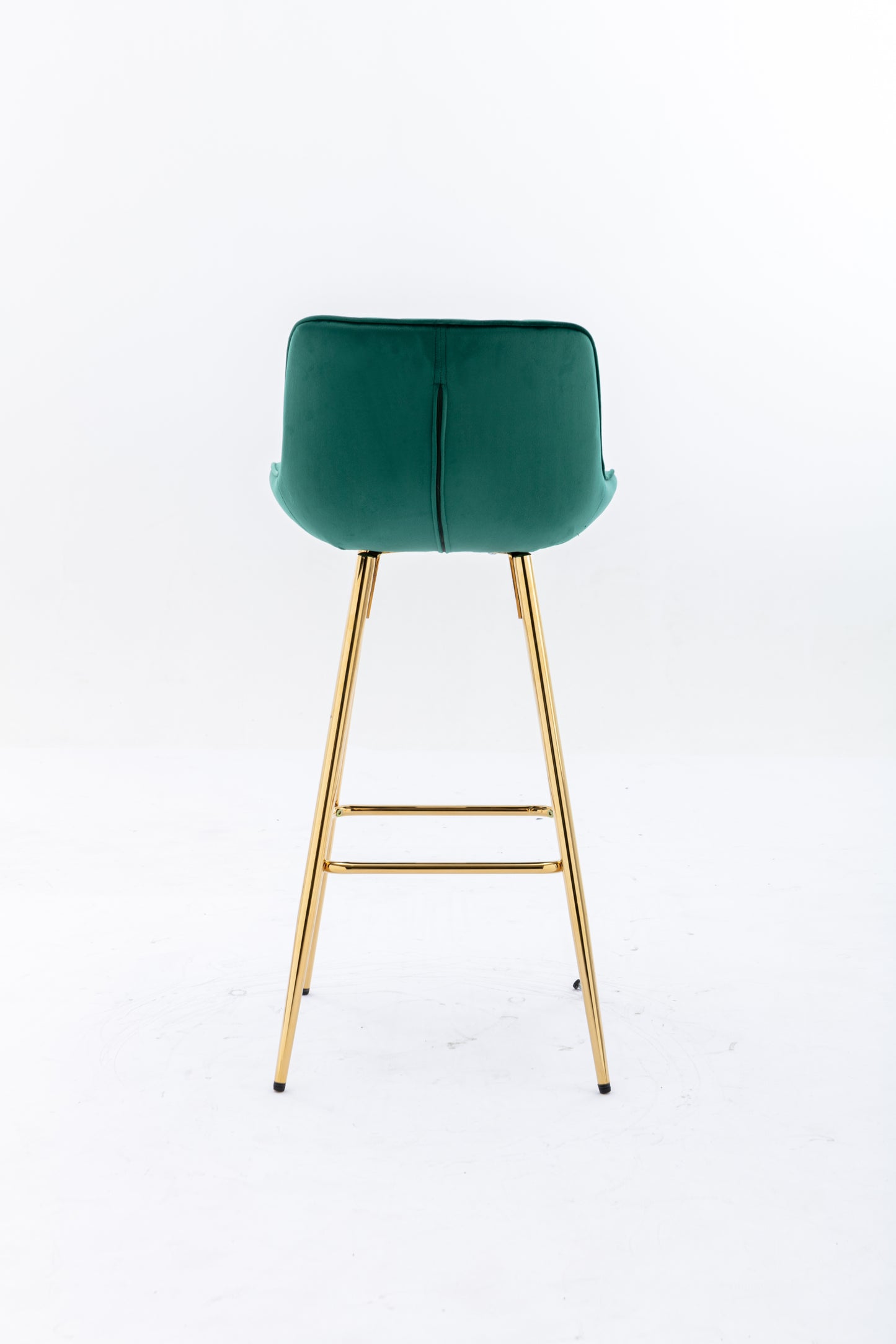 30 inch Set of 2 Bar Stools,with Chrome Footrest Velvet Fabric Counter Stool Golden Leg Simple High Bar Stool,GREEN