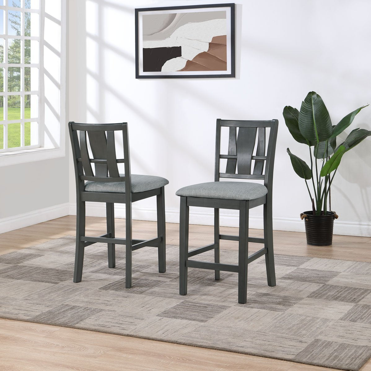 5-Piece Counter Height Dining Set, Gray