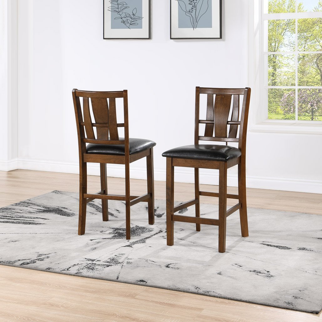 5-Piece Counter Height Dining Set, Brown Cherry