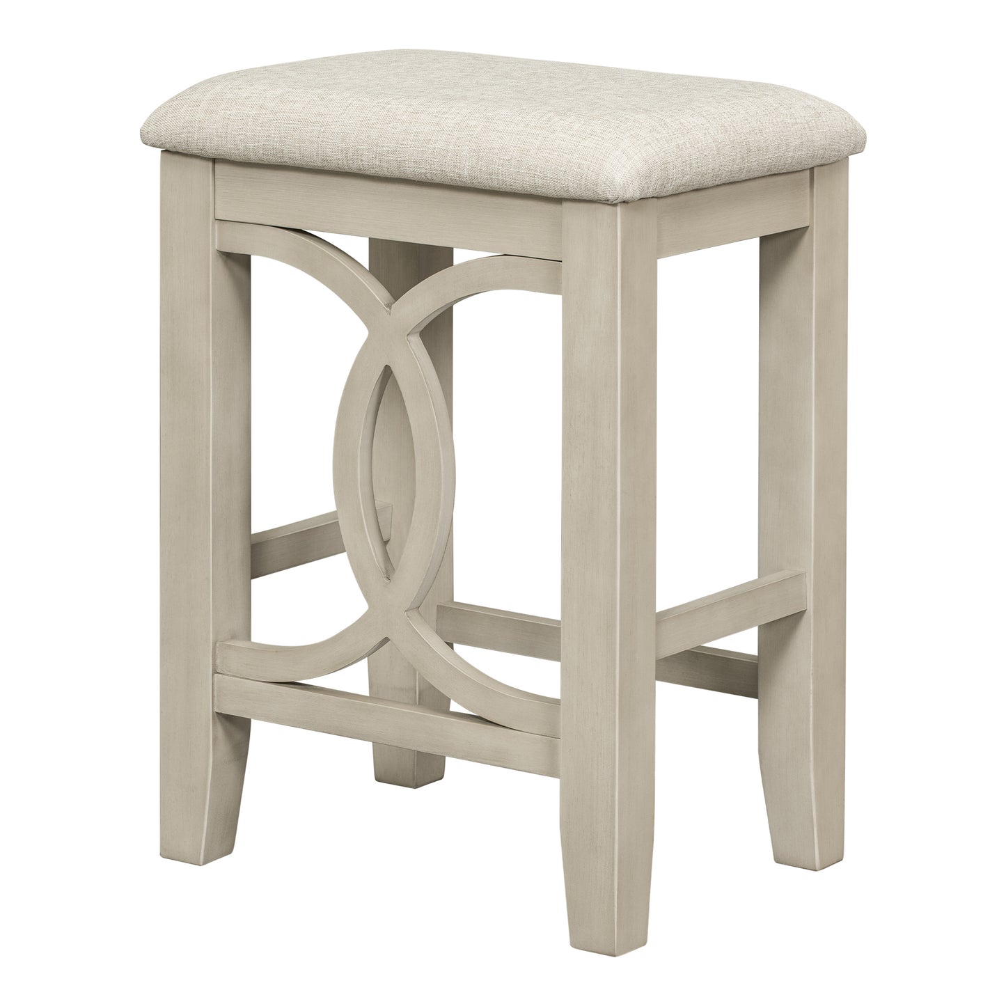 Farmhouse 3-Piece Counter Height Dining Table Set with USB Port and Upholstered Stools,Cream