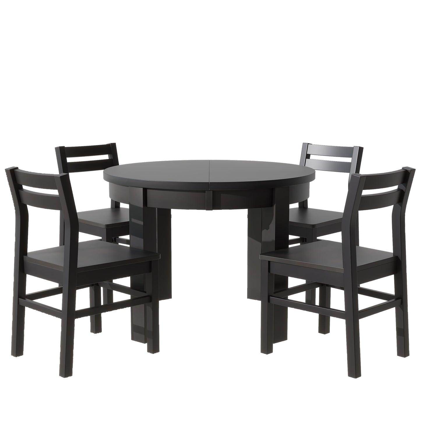 Farmhouse 5-Piece Extendable Round Dining Table Set with Storage Drawers and 4 Dining Chairs,16" Removable Leaf, Espresso