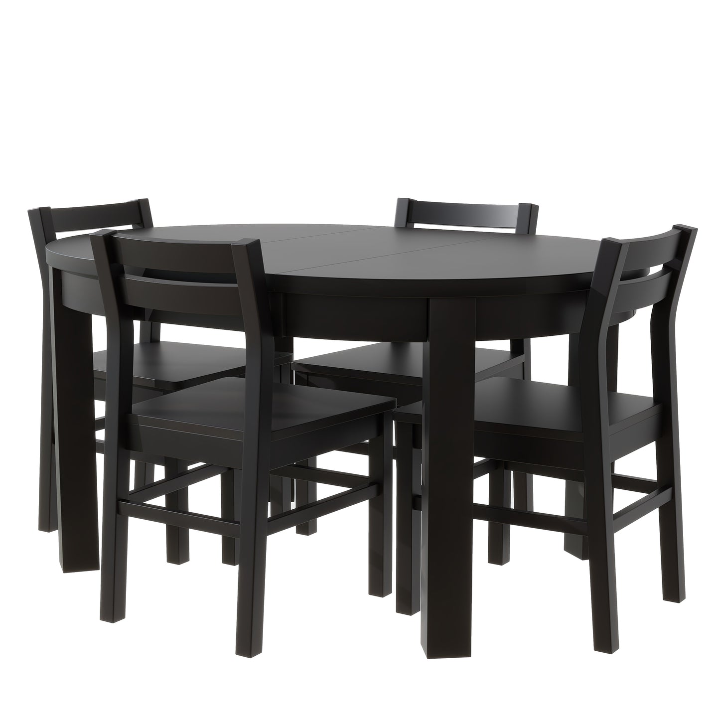 Farmhouse 5-Piece Extendable Round Dining Table Set with Storage Drawers and 4 Dining Chairs,16" Removable Leaf, Espresso