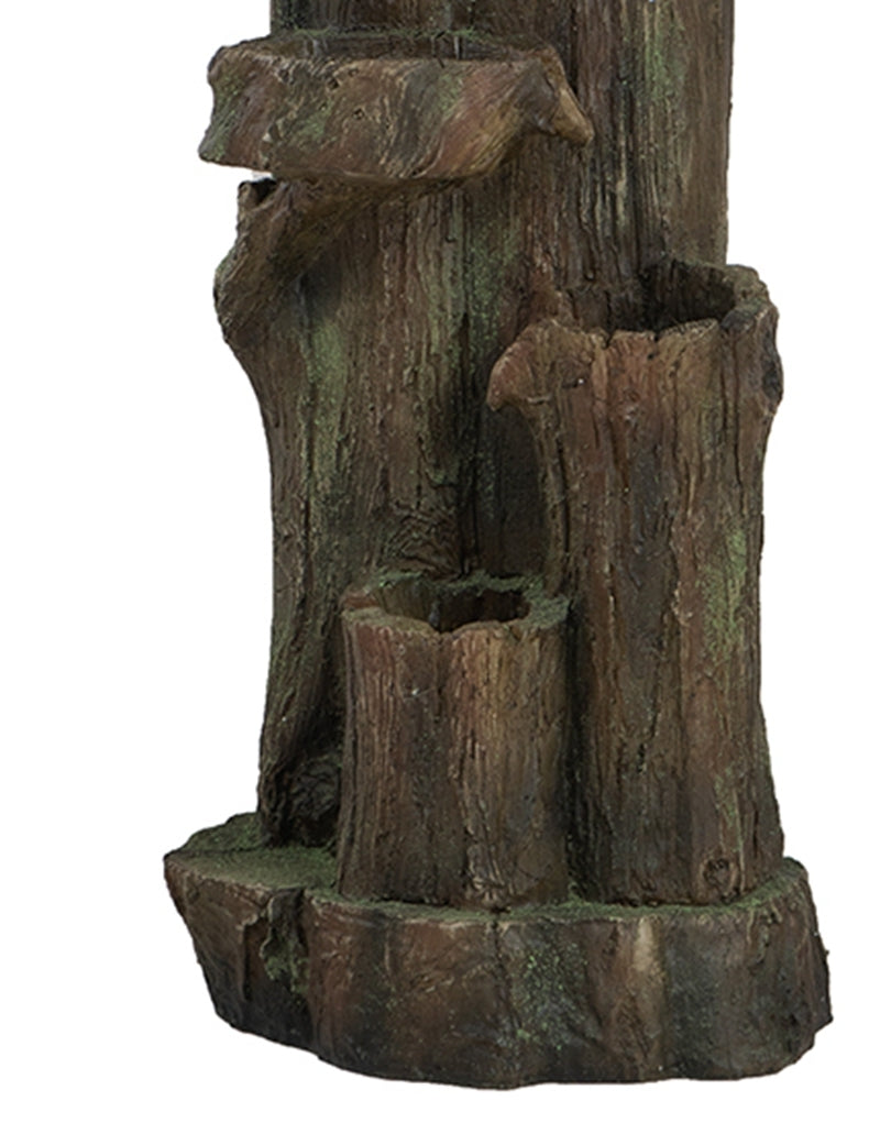 11x13.4x31.5" Rustic Decorative Tree Trunk 5 Tier Water Fountain, with Light and Pump, for Indoor and Outdoor