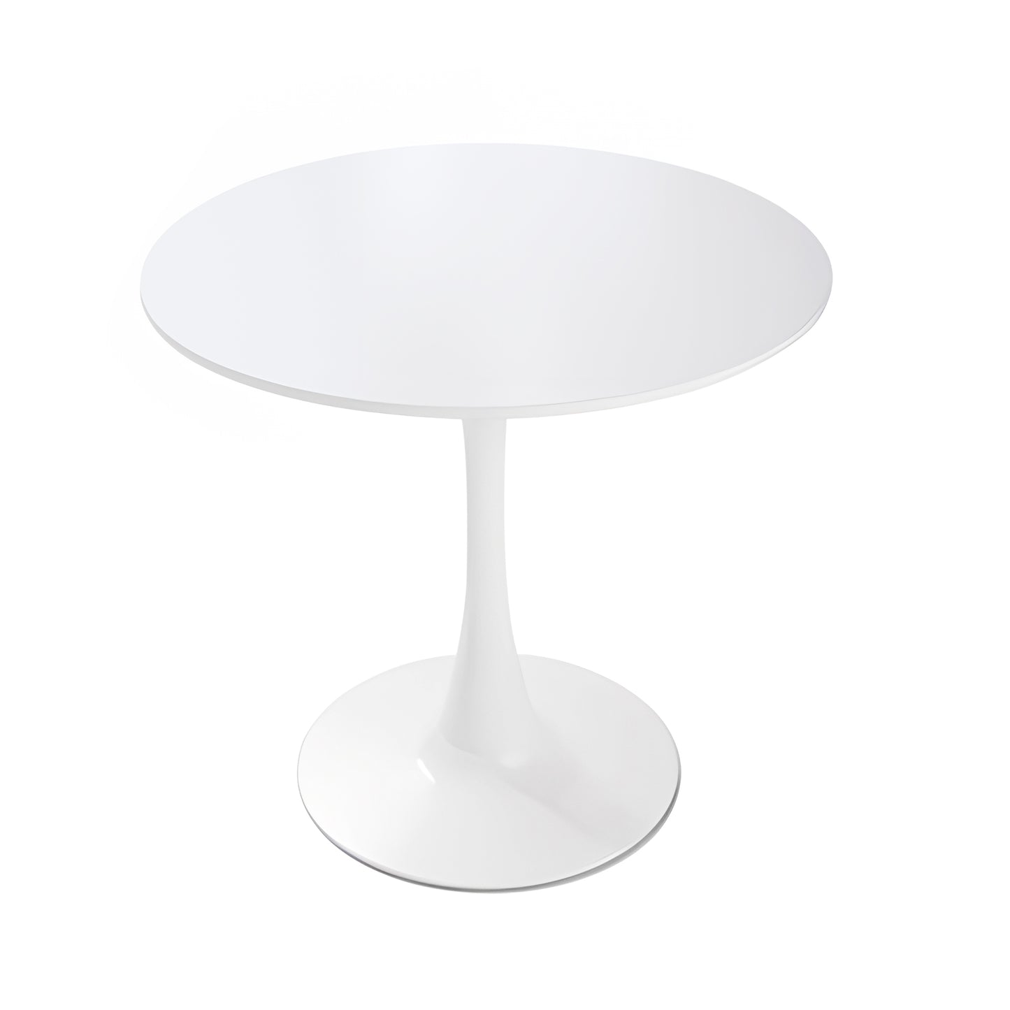 3 Pieces 31.5-Inch round dining table set for 2 and 2 pieces Upholstered Chairs for Four Person, MDF Table-top, Off White Faux Fur with White table Leg for Kitchen, Reception Room