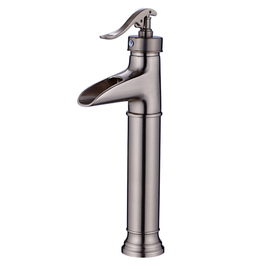Modern Classic Black Ceramic Bathroom Faucet with Brushed Nickel Finish and Waterfall Spout