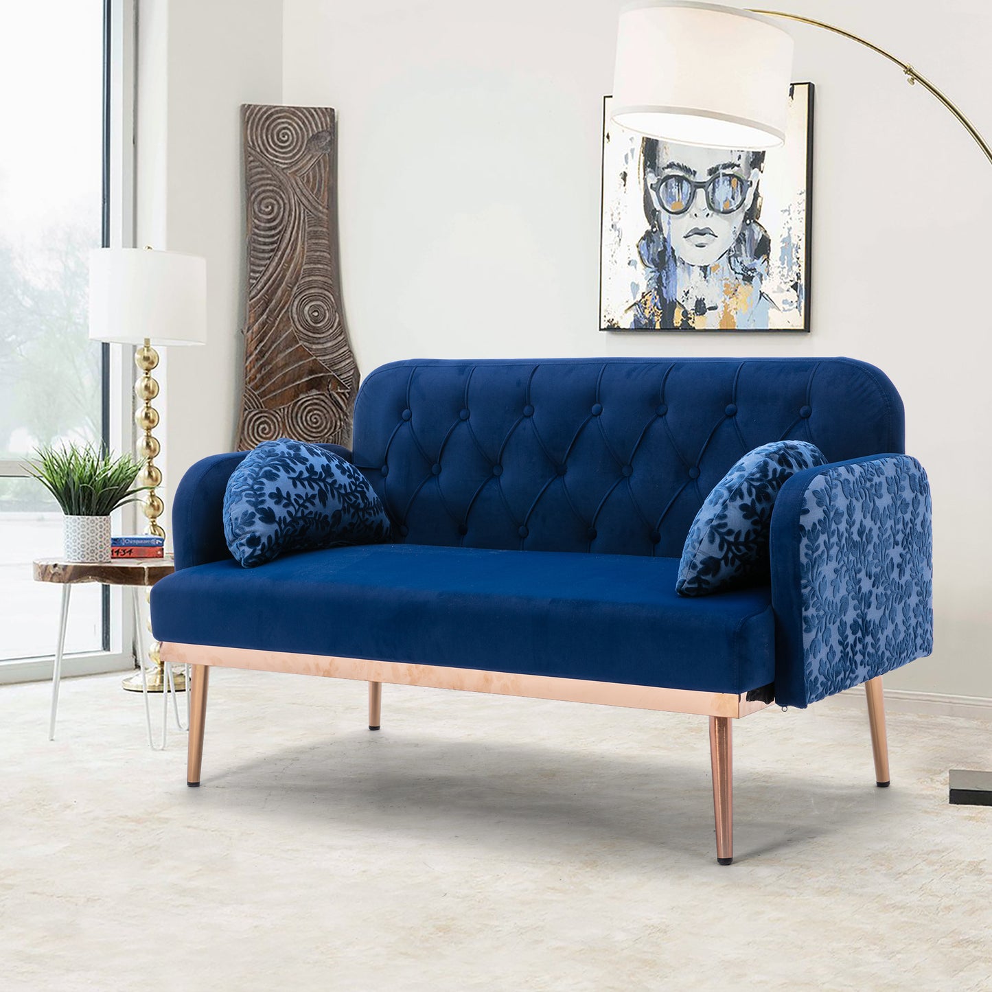 Velvet  Sofa , Accent sofa .loveseat sofa with metal feet