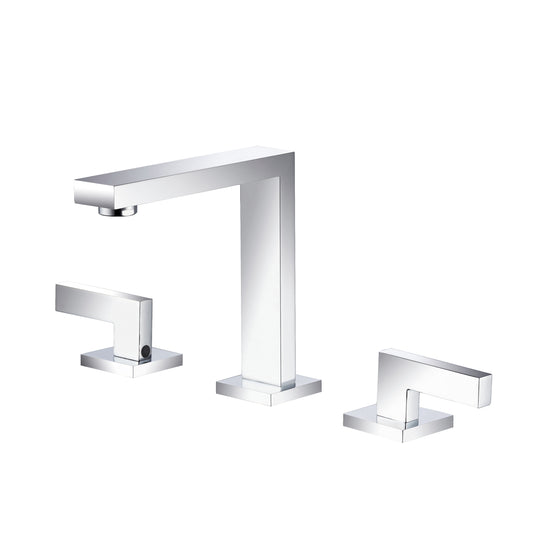 Modern Square Brushed Chrome Bathroom Faucet for Sink - Brass 2 Handle Lavatory RV Faucet