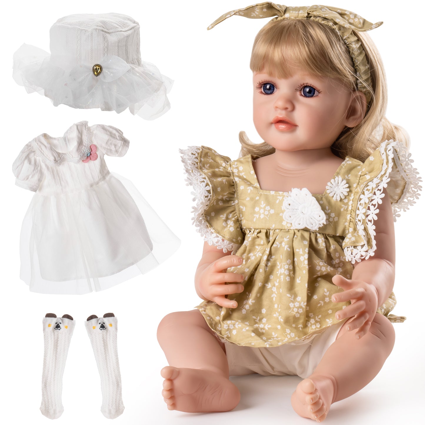 Lifelike Realistic Reborn Toddler Doll with Complete Ensemble