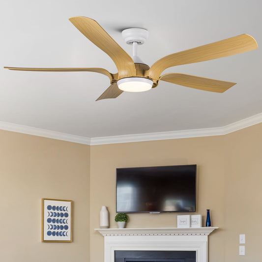 Smart 56 Antique Wood Floral Design Ceiling Fan with Integrated LED