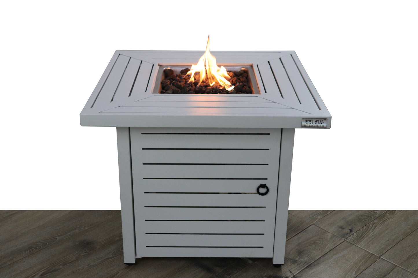 Steel Propane/Natural Gas Fire Pit Table with Lid and Concealed Storage