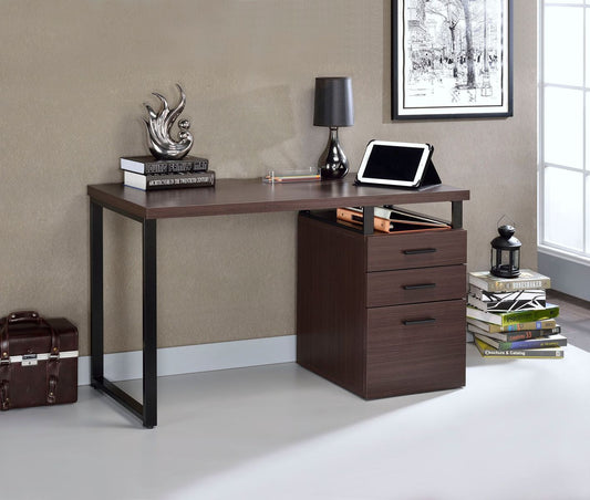 Coy Dark Oak Office Desk with Integrated File Storage