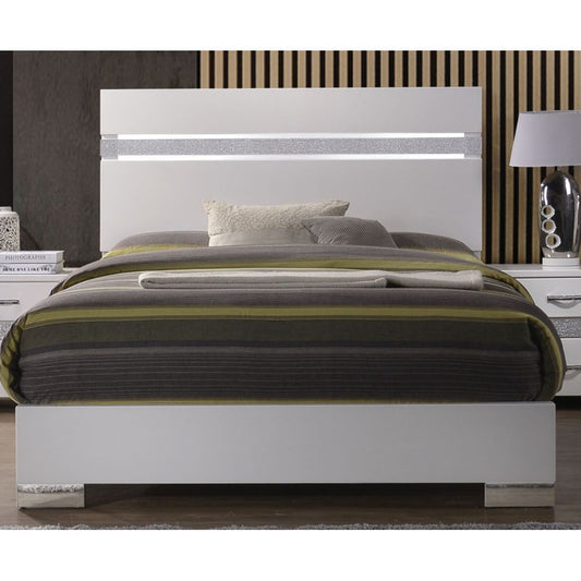 Naima II Eastern King Bed in White High Gloss 26767EK