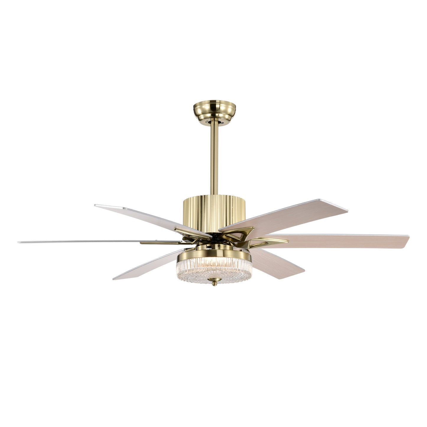 52'' Contemporary Wood Ceiling Fan with Remote Control and LED Light