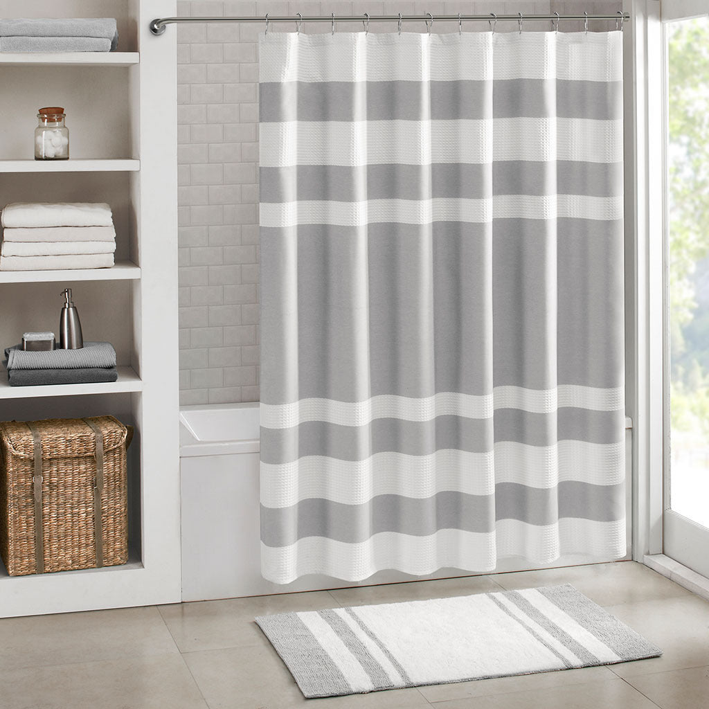 Madison Park Spa Stripe Shower Curtain with Water Repellent Treatment