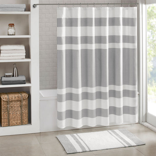 Madison Park Spa Stripe Shower Curtain with Water Repellent Treatment