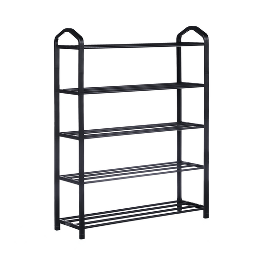 5-Tier Stackable Shoe Rack, 15-Pairs Sturdy Shoe Shelf Storage , Black Shoe Tower for Bedroom, Entryway, Hallway, and Closet