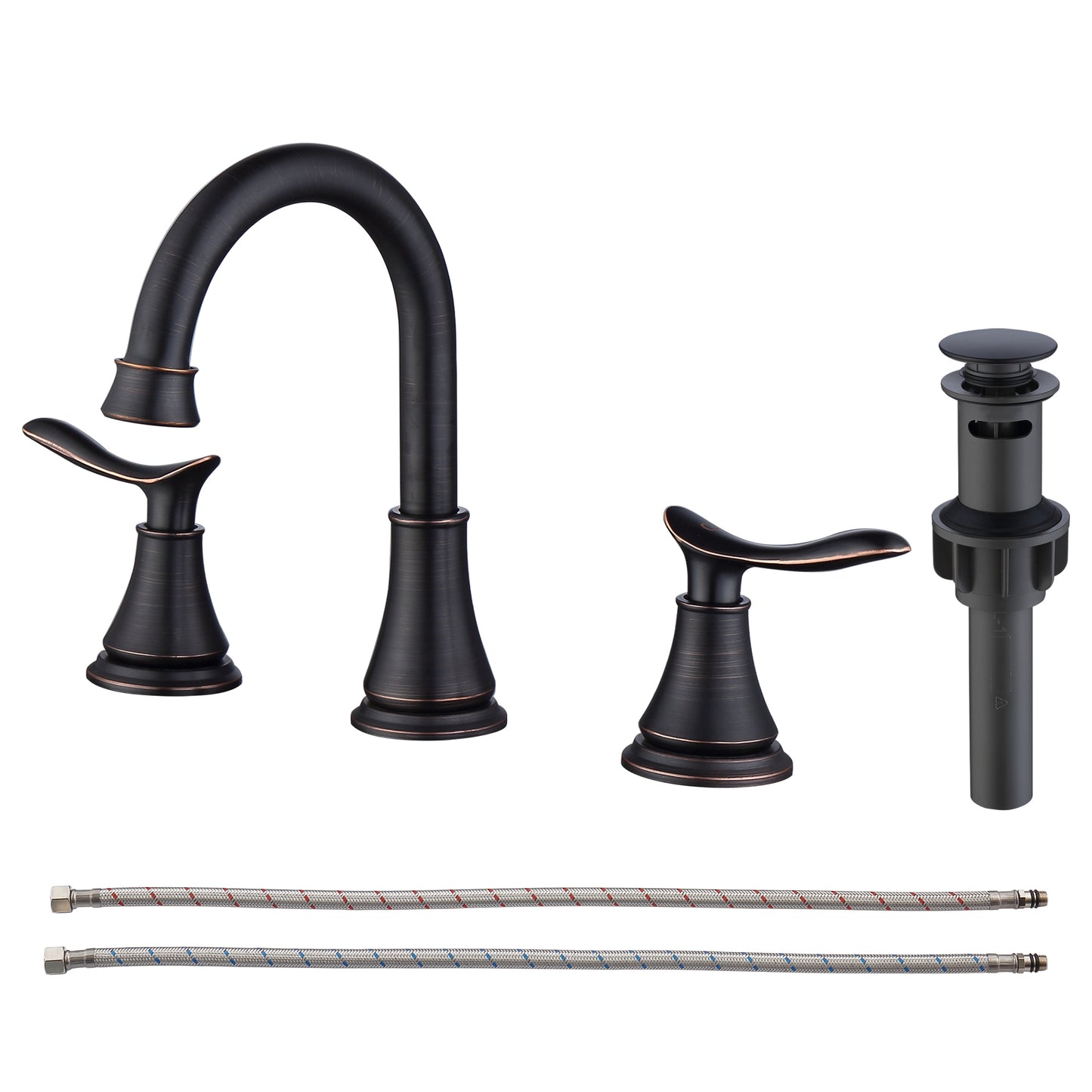 Elegant 2-Handle Oil Rubbed Bronze Widespread Bathroom Sink Faucet