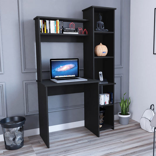 Versalles Writing Desk with Two Superior Shelves and Five Cubbies in Black