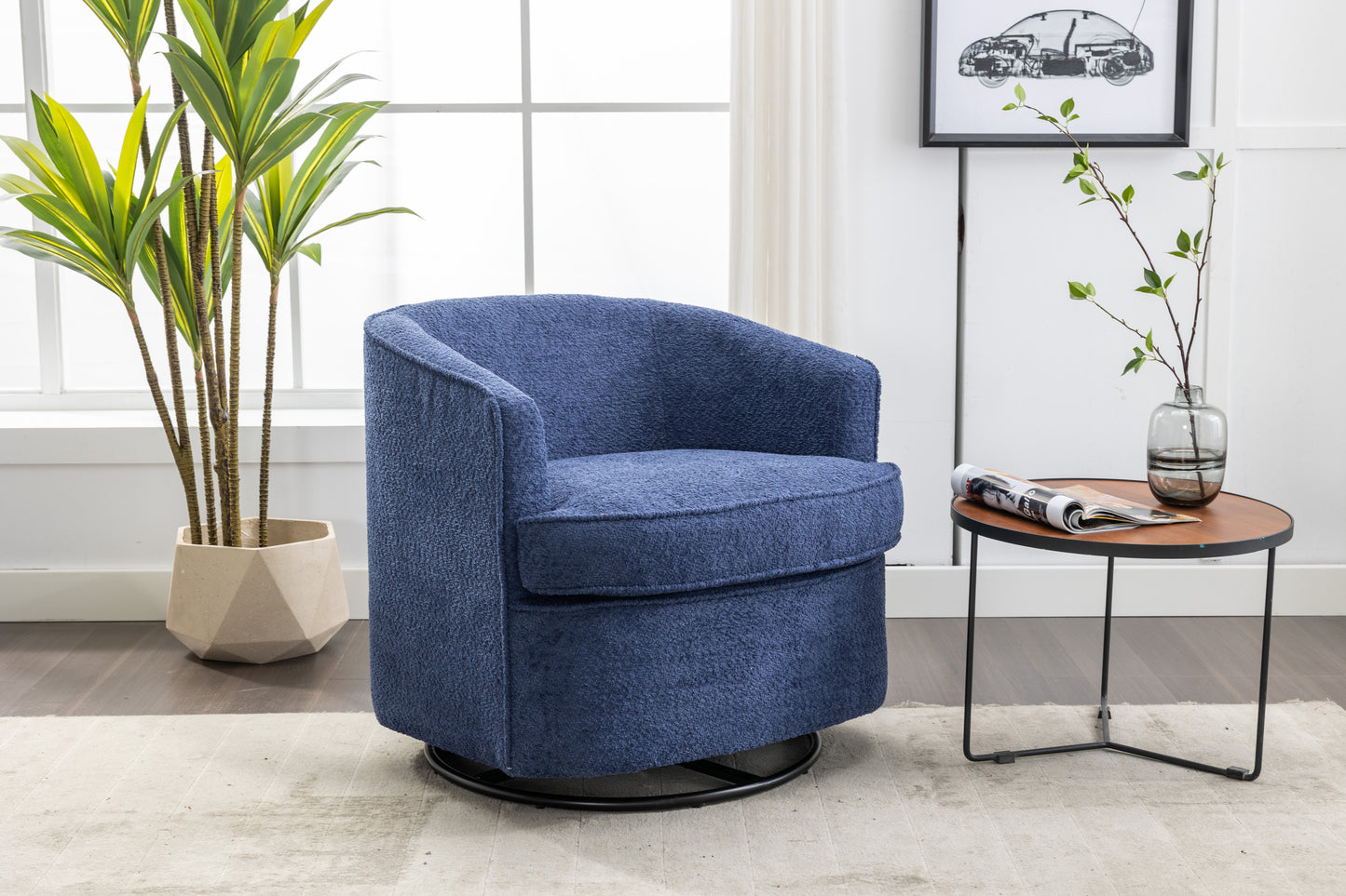 Swivel Barrel Chair with 360-Degree Swivel Feature and Plush Comfort