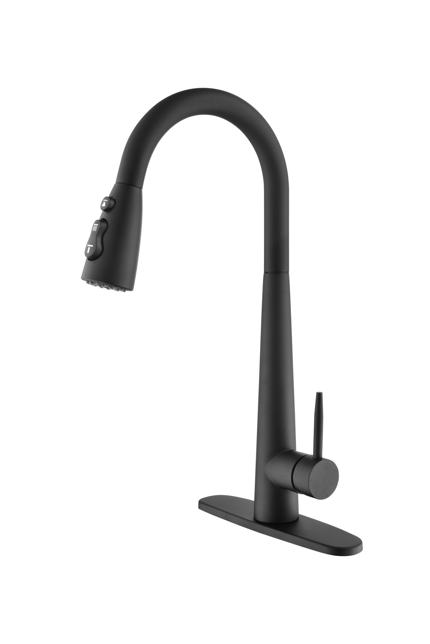 Black Kitchen Faucets with Pull Down Sprayer, Kitchen Sink Faucet with Pull Out Sprayer, Fingerprint Resistant, Single Hole Deck Mount, Single Handle Copper Kitchen Faucet, Matte Black