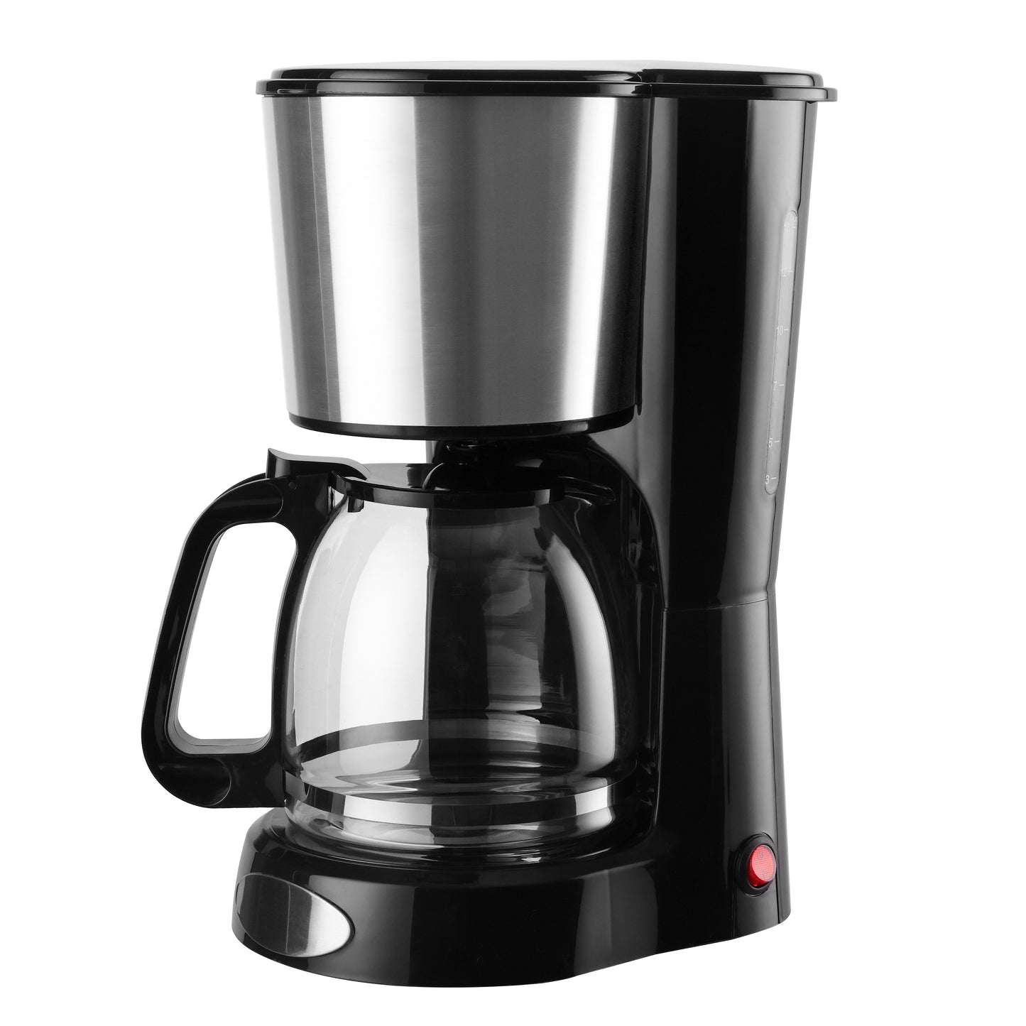 Drip Coffee Machine with 12-Cup Capacity, Anti-Drip Feature, Automatic Keep Warm Function, Clear Water Level Indicator, Compact Black Coffee Maker, Stainless Steel