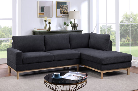 Luxurious Anisa Black Sherpa Sectional Sofa with Right-Facing Chaise