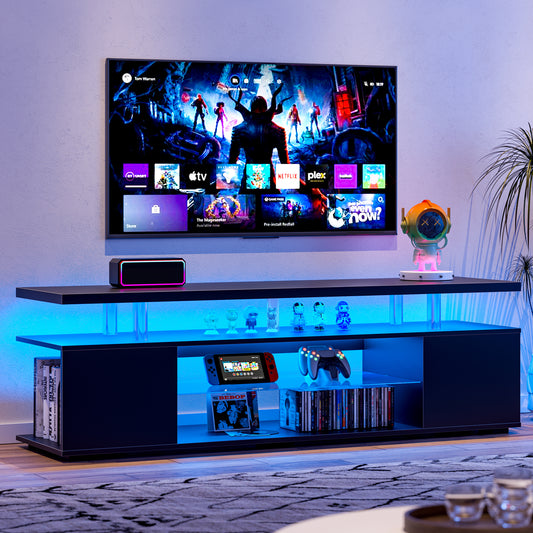 Sleek TV Stand with Gaming Console Storage for Ultimate Entertainment