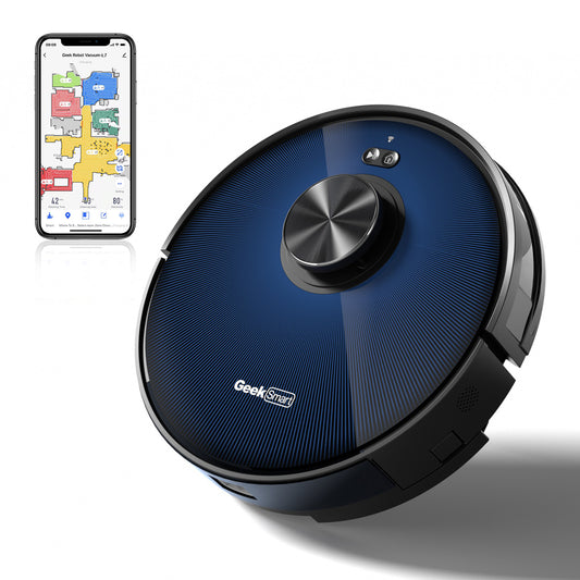 Effortless Cleaning Solution: Geek Smart L7 Robot Vacuum Cleaner and Mop, Smart Navigation, Wi-Fi Connectivity, Room Selection Feature, MAX 2700 PA Suction, Suitable for Pets and Spacious Homes