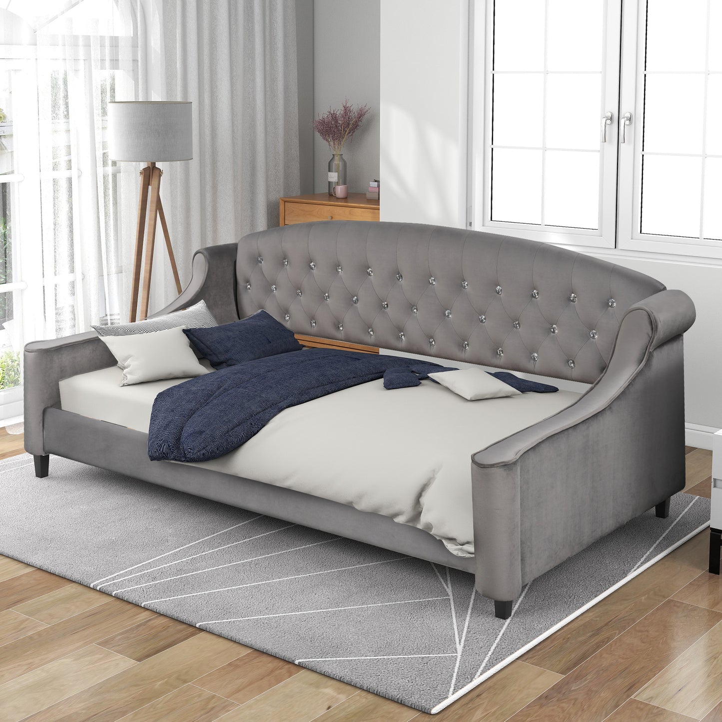 Modern Luxury Tufted Button Daybed,Twin,Gray