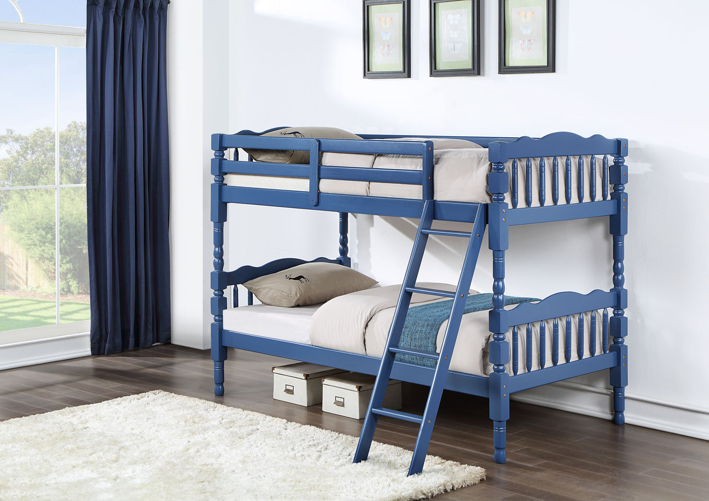 Rustic Deep Blue Twin Bunk Bed in Homestead Collection BD00865