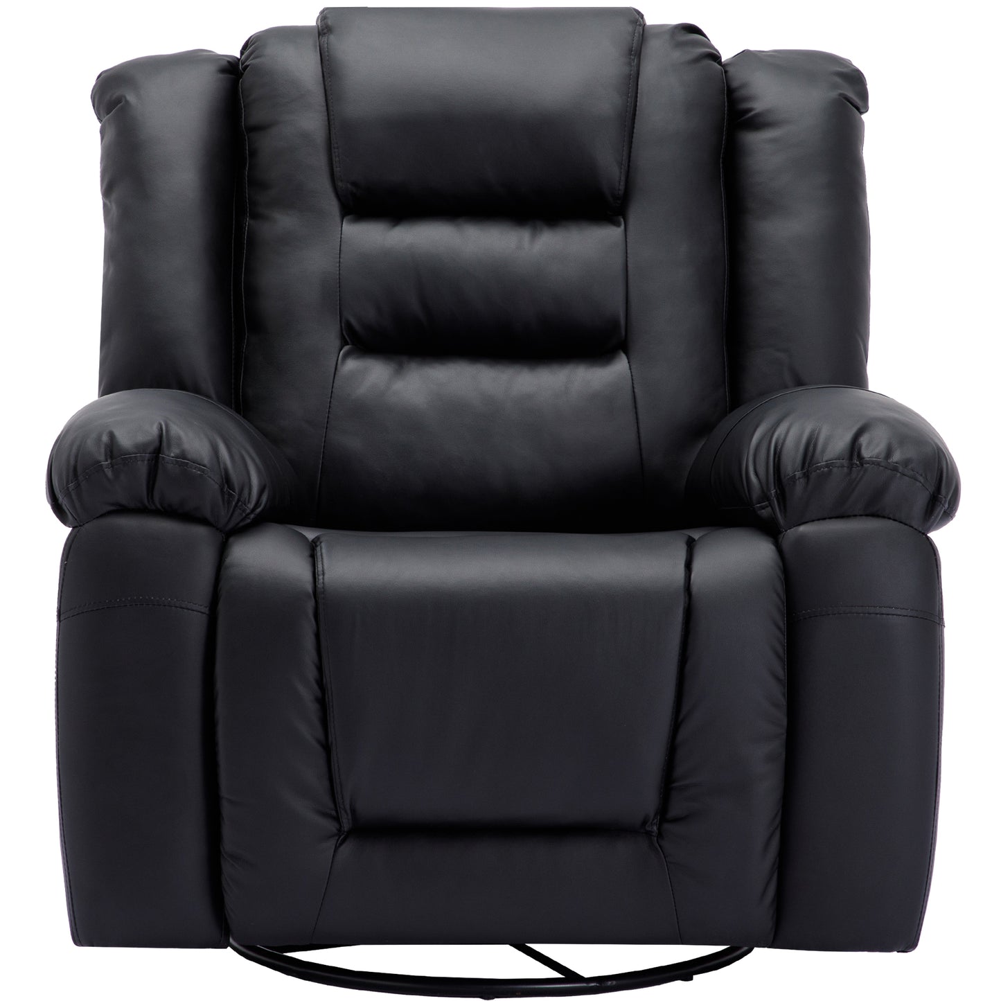 Swiveling Rocker Recliner Chair with Leather Upholstery, Black