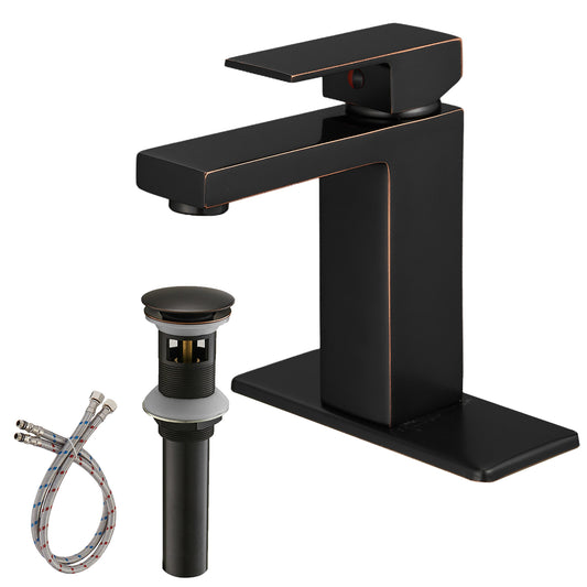 Classic Oil Rubbed Bronze Bathroom Faucet with Single Handle and Low-Arc Design