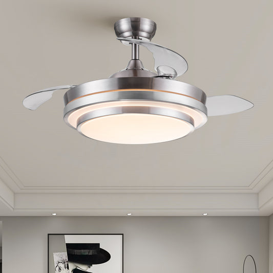 Retractable Ceiling Fan with Remote Control and LED Light