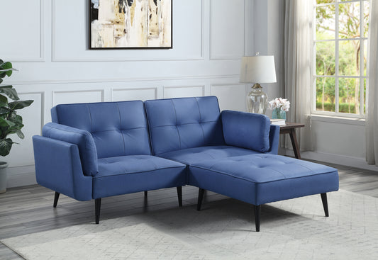 Nafisa Adjustable Sofa & Ottoman, Blue Fabric LV00823