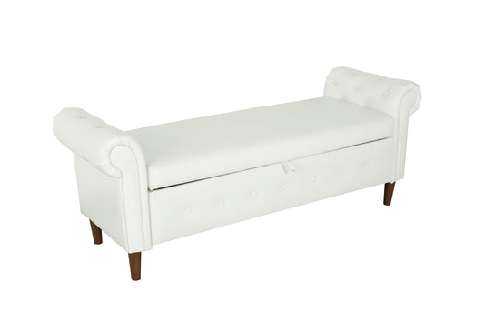 White Multifunctional Storage Rectangular Sofa Stool