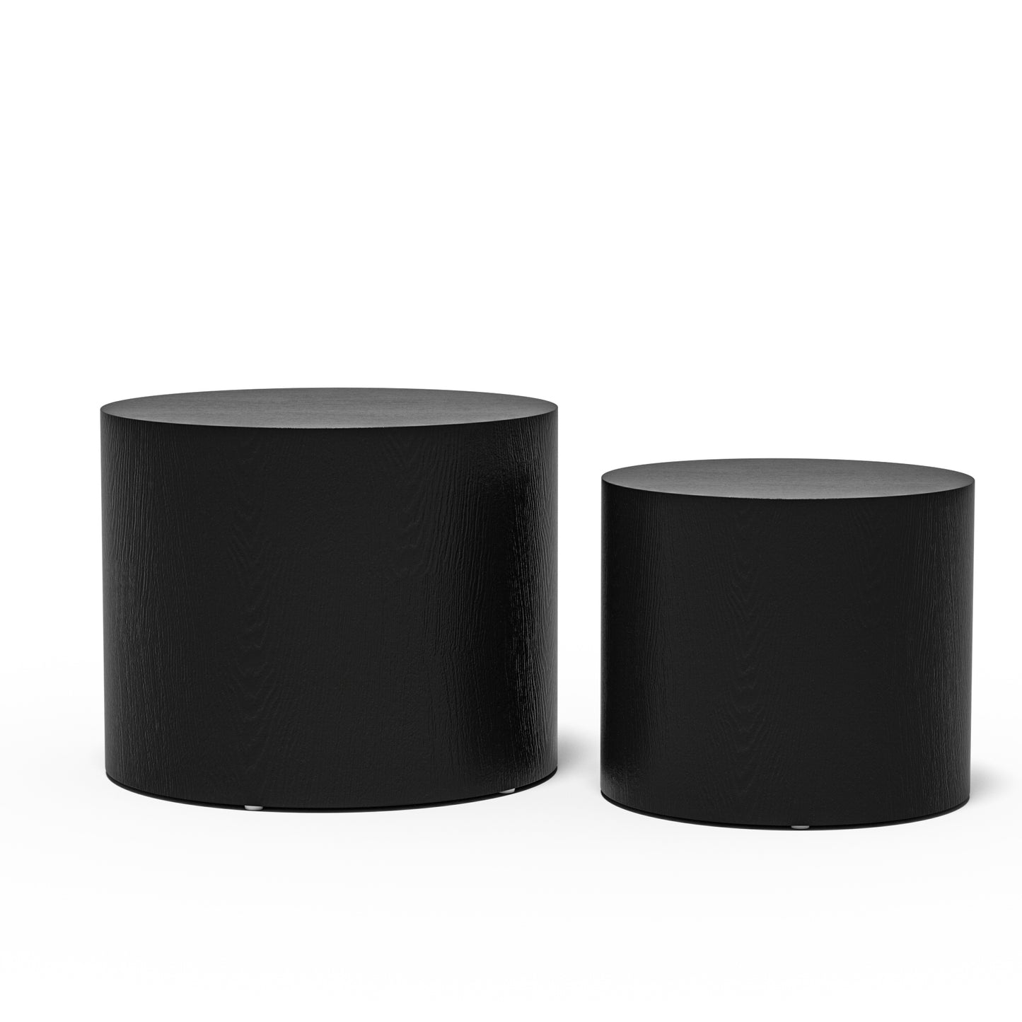 Black MDF Side Table Set of 2 with Veneer Finish for Home and Office