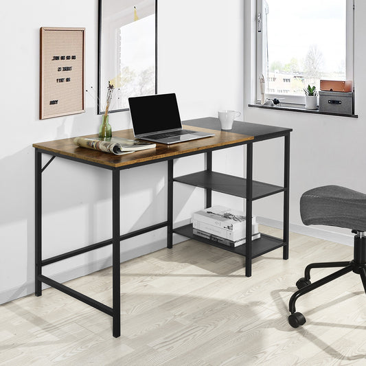 Retro-Modern Writing Desk with Storage Shelves for Stylish Home Office