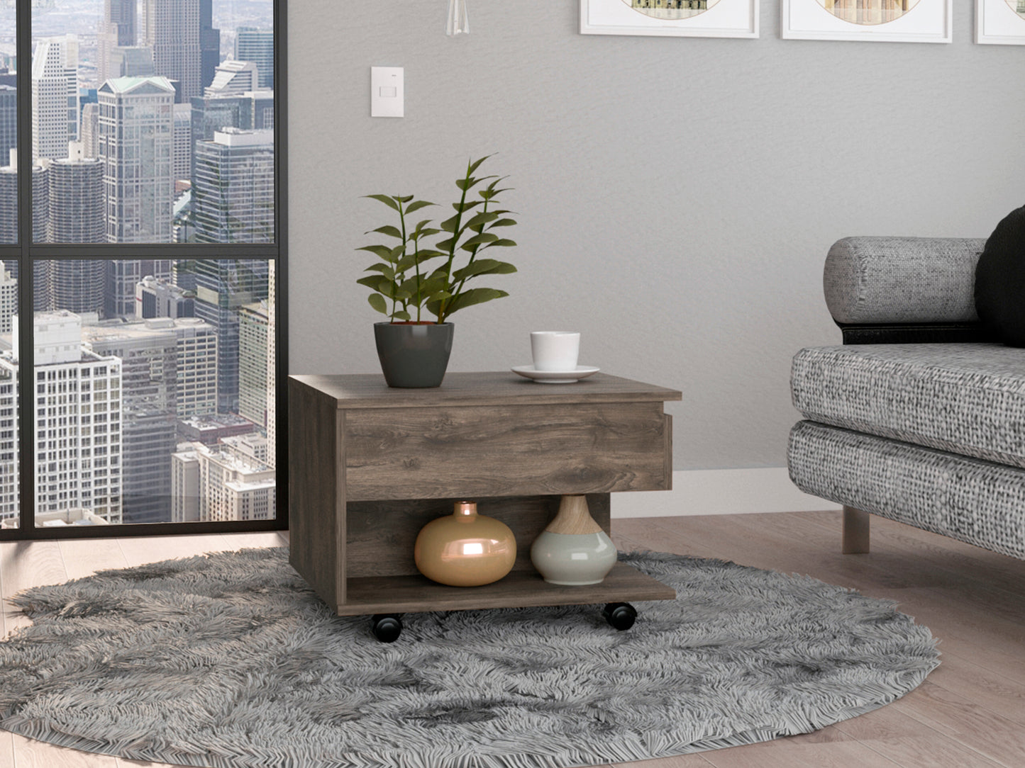 Peterson Lift Top Coffee Table in Dark Brown with Hidden Storage