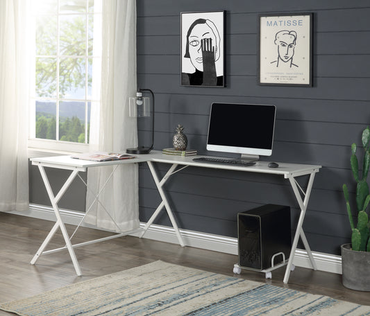 Elevate White Finish L-Shape Computer Desk by Dazenus