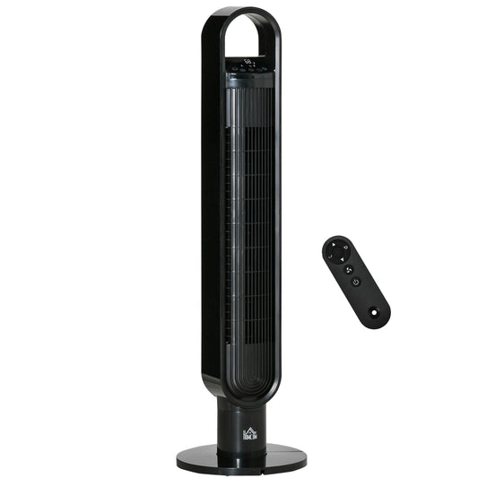 39.25 Tower Fan with 80° Oscillating, 3 Speeds, 12h Timer, LED Sensor Panel, Remote Control, Handle - Black