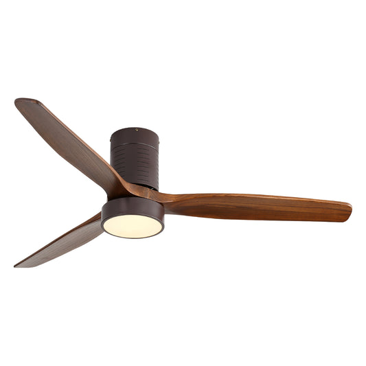 52 Inch Modern Wooden Ceiling Fan with LED Light and Remote Control