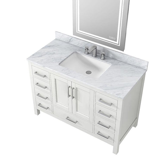 Bathroom Vanity Top49 "x 22" natural stone   Carrara white natural marble, CUPC ceramic sink and three-hole faucet hole with backsplash