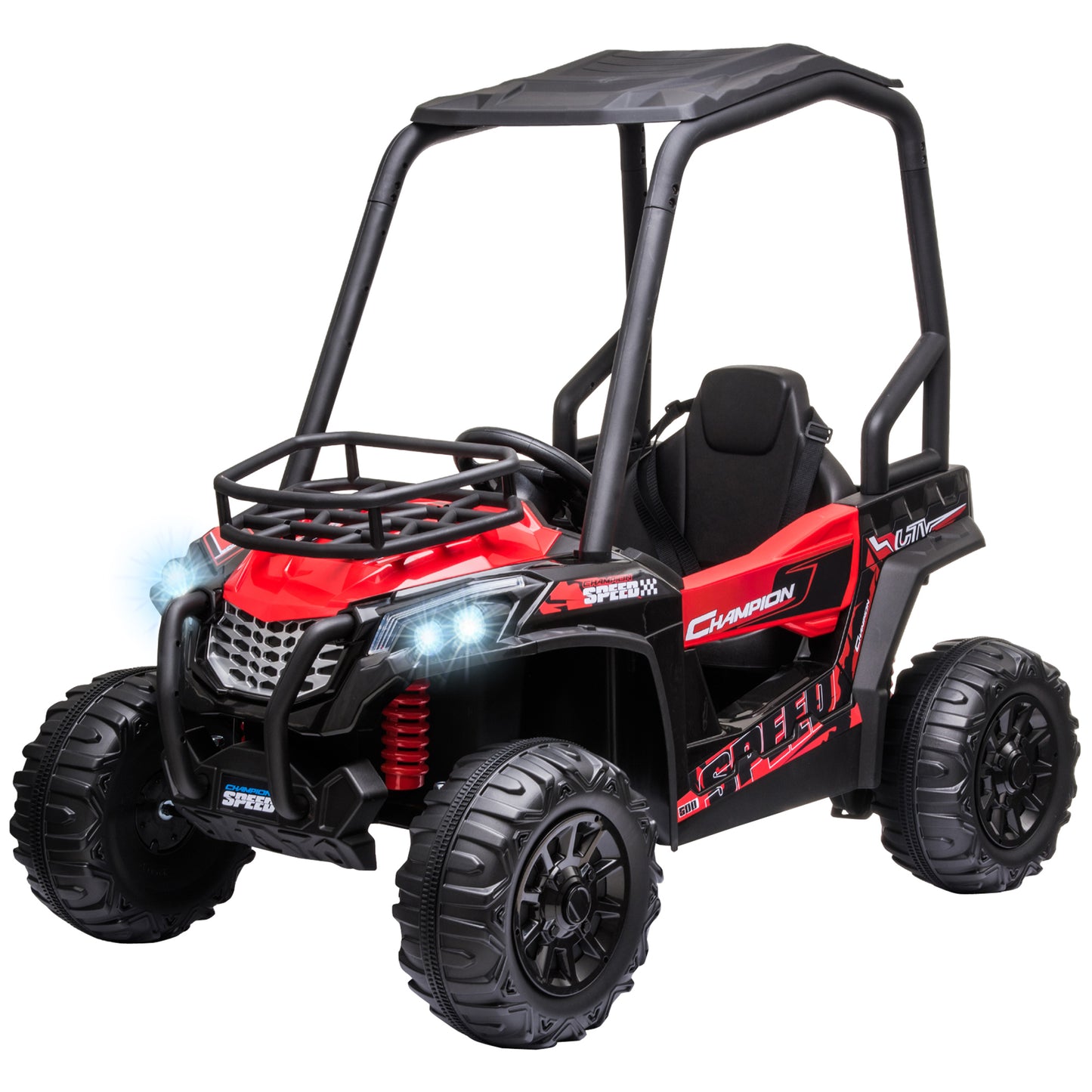 12V Dual Motor Kids Electric Ride-on UTV Toy with Remote Control, Red