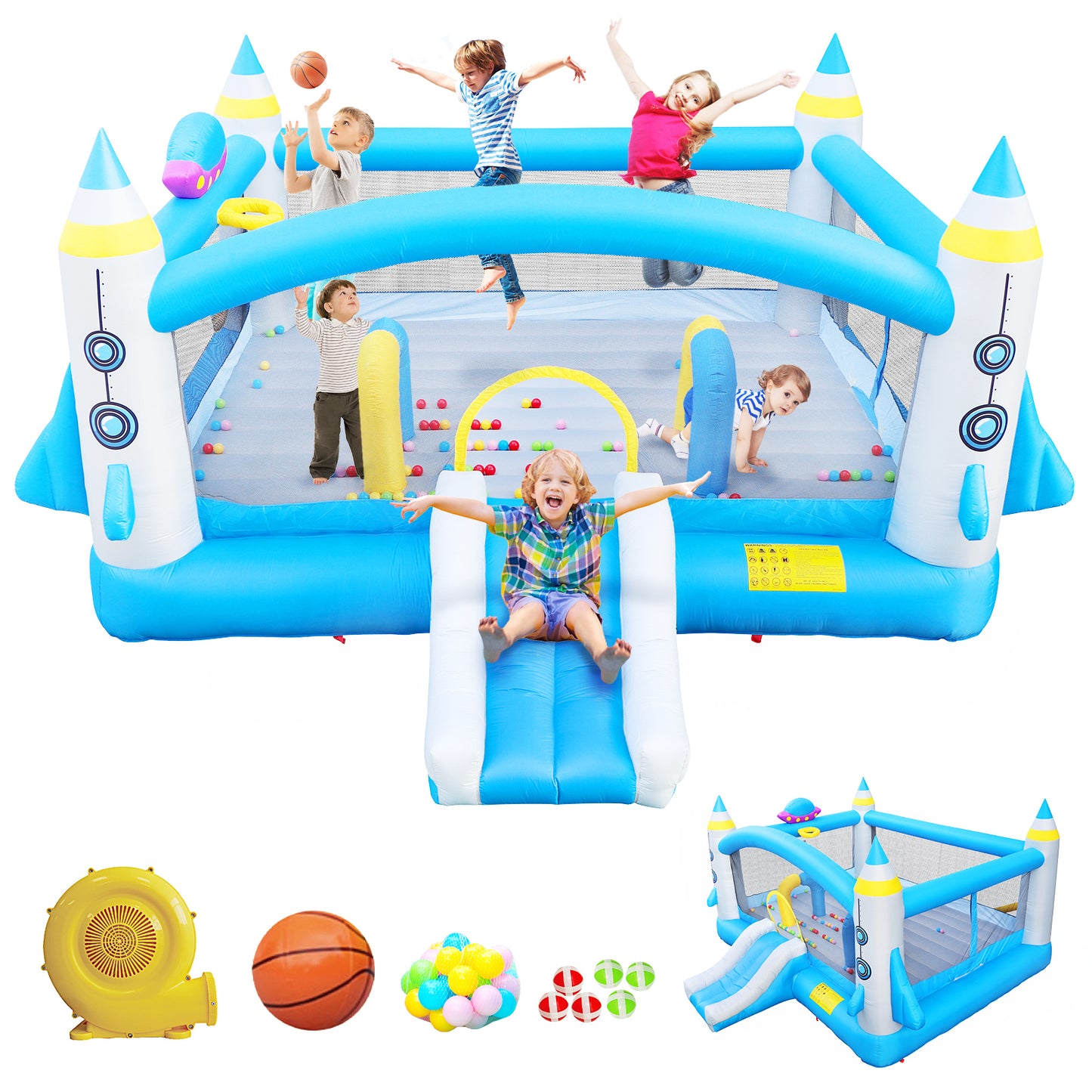 Ultimate Jump 'n Slide Inflatable Bouncer for Kids - Complete Setup with Blower