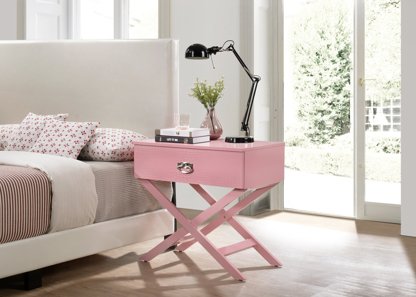 Xavier G0074-N Nightstand , Pink