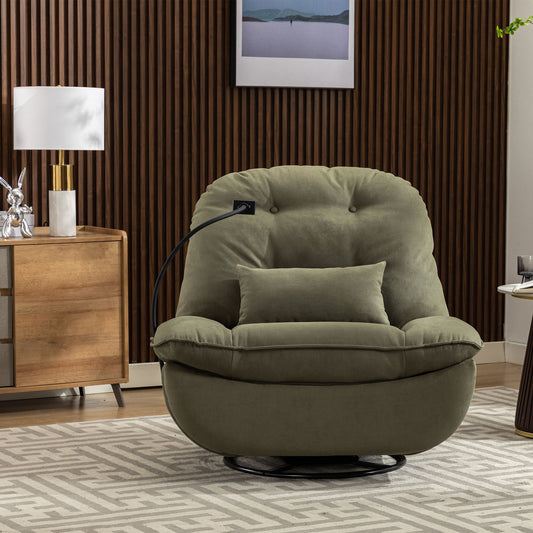 Green Smart Power Recliner Sofa with Integrated USB Charger, Bluetooth, and Voice Control